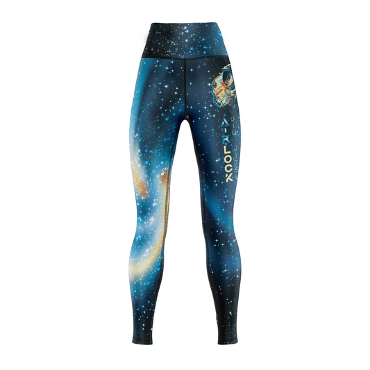 Airlock BJJ women's high-waist grappling tights Galaxy, blue