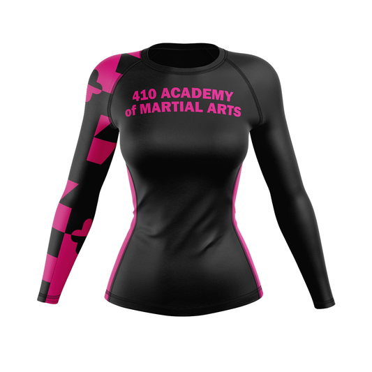 410 Academy women's rash guard Ranked, black and pink