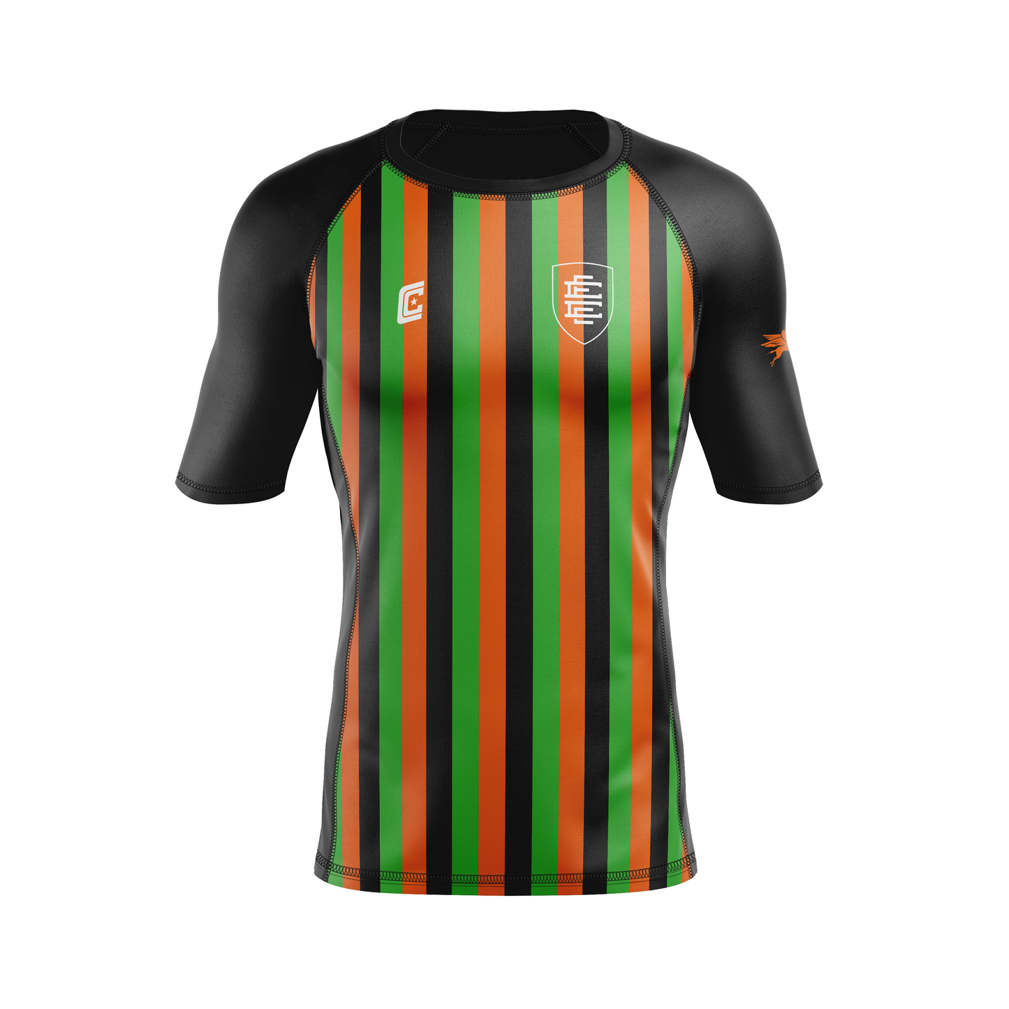 CCFC Golciaga United men's rash guard, black/orange/green