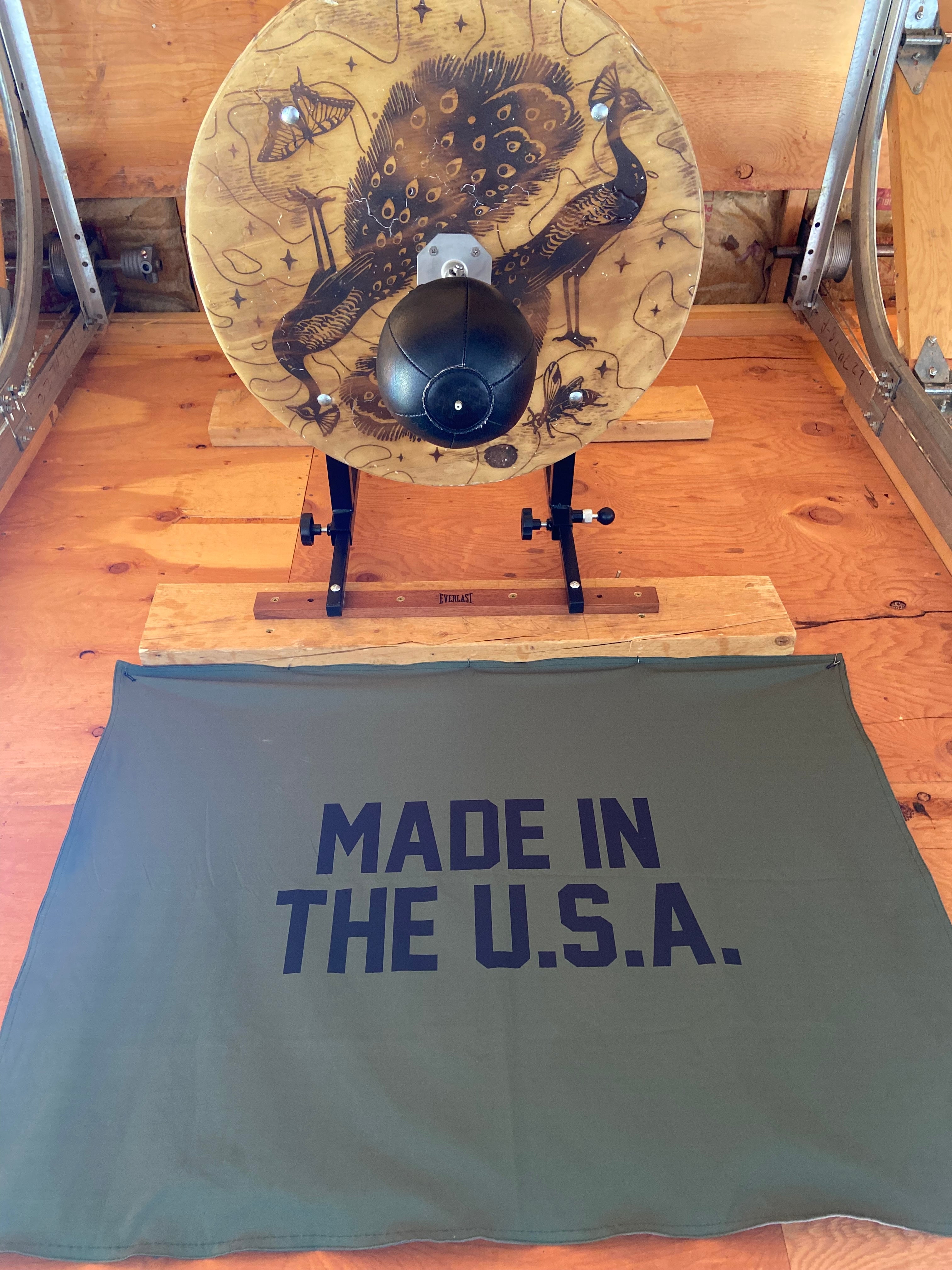Made In The U.S.A. garage banner, o.d. green