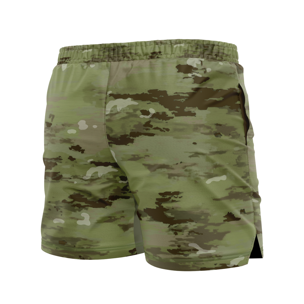 Camouflage shorts on a white background