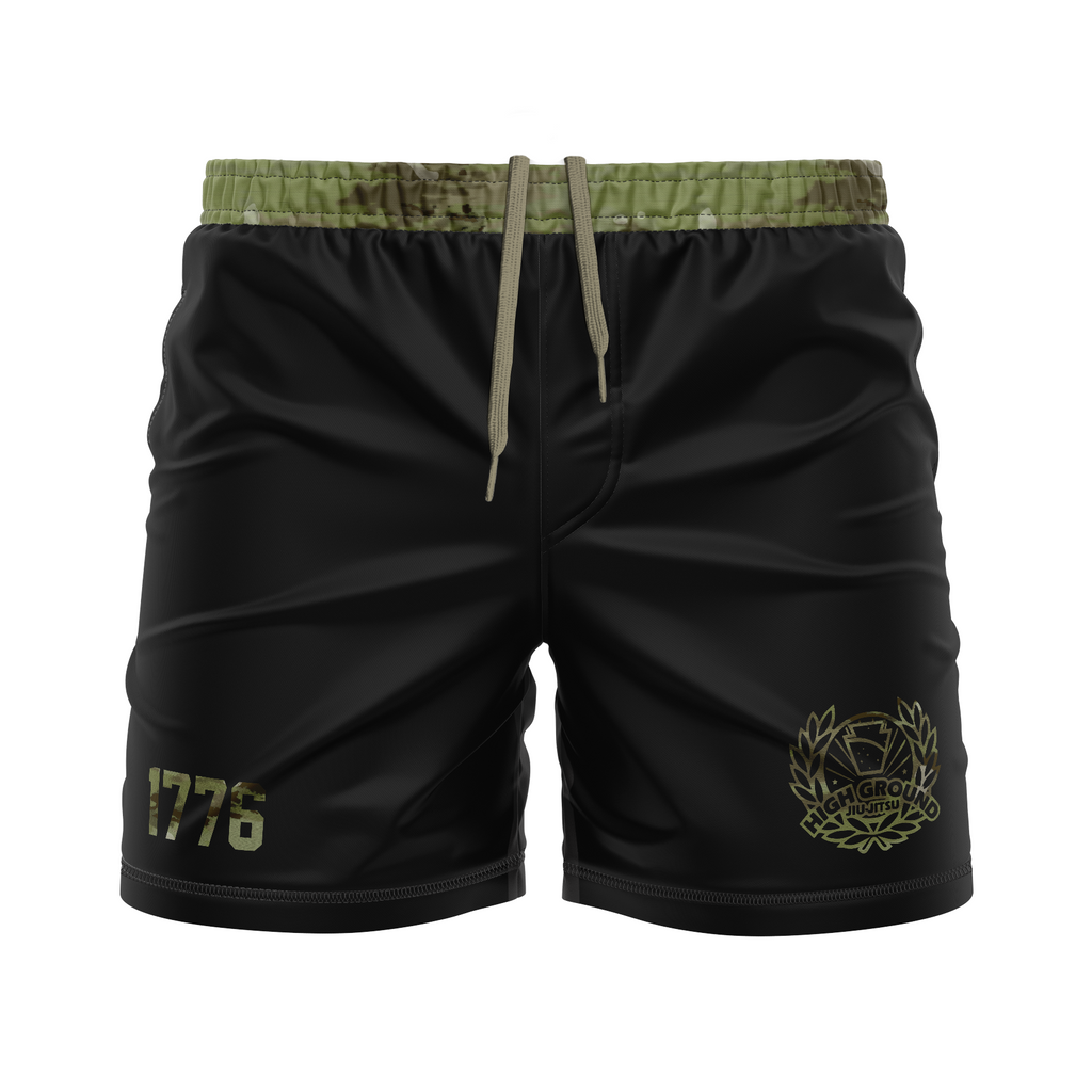 High Ground BJJ men's FC shorts 1776, black/ocp