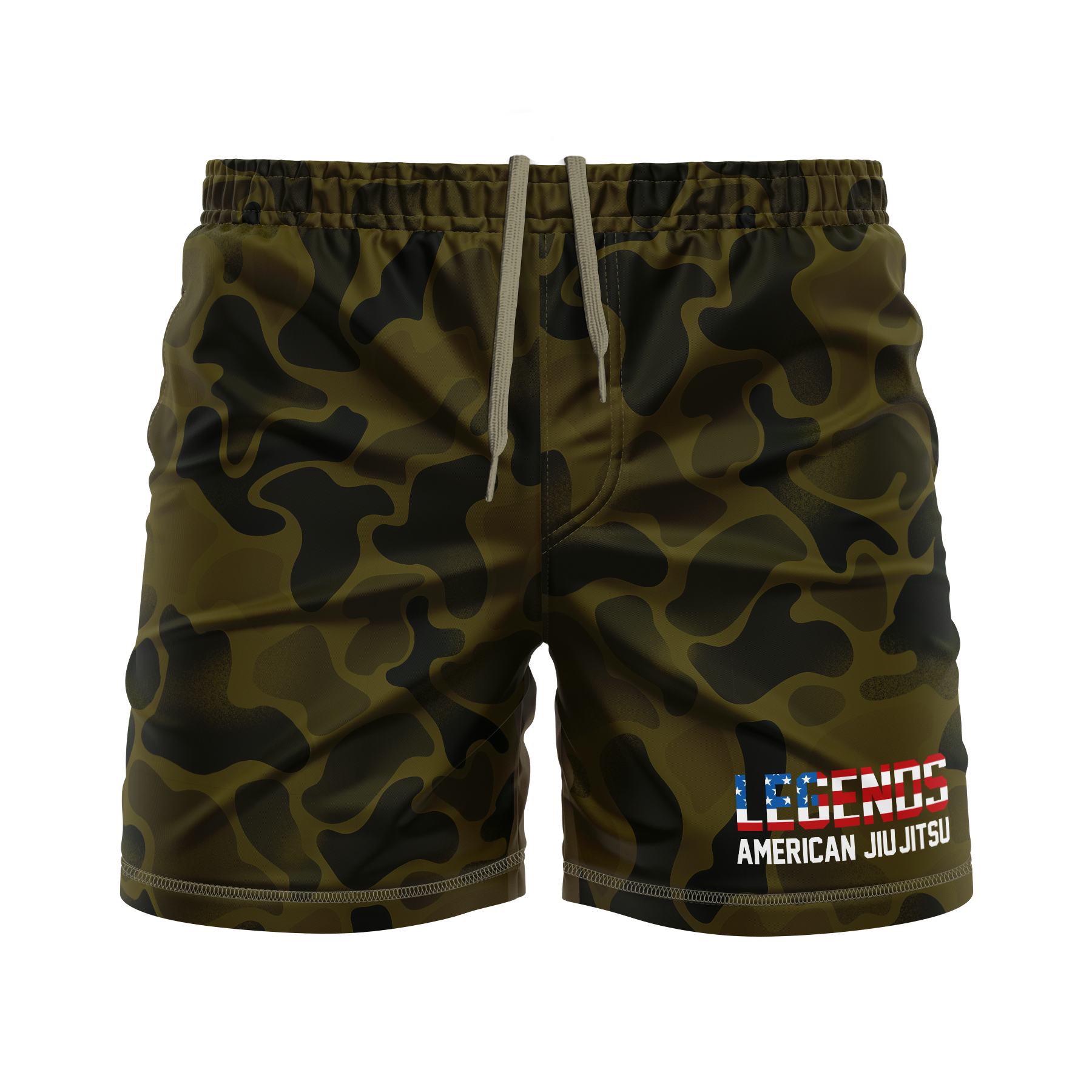 Legends BJJ Men's FC Shorts Patriot Duck Camo, Dark Olive