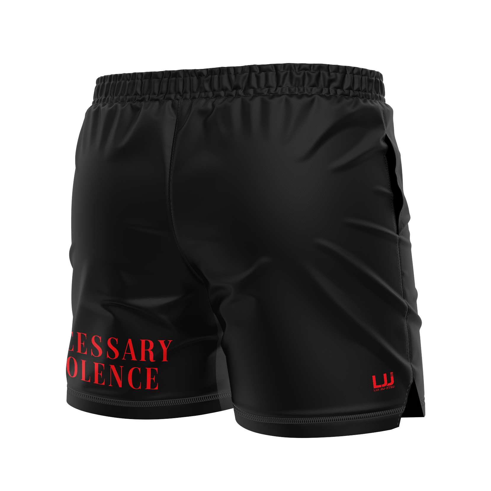 Lui Jiu Jitsu men's FC shorts Necessary Violence, black and red