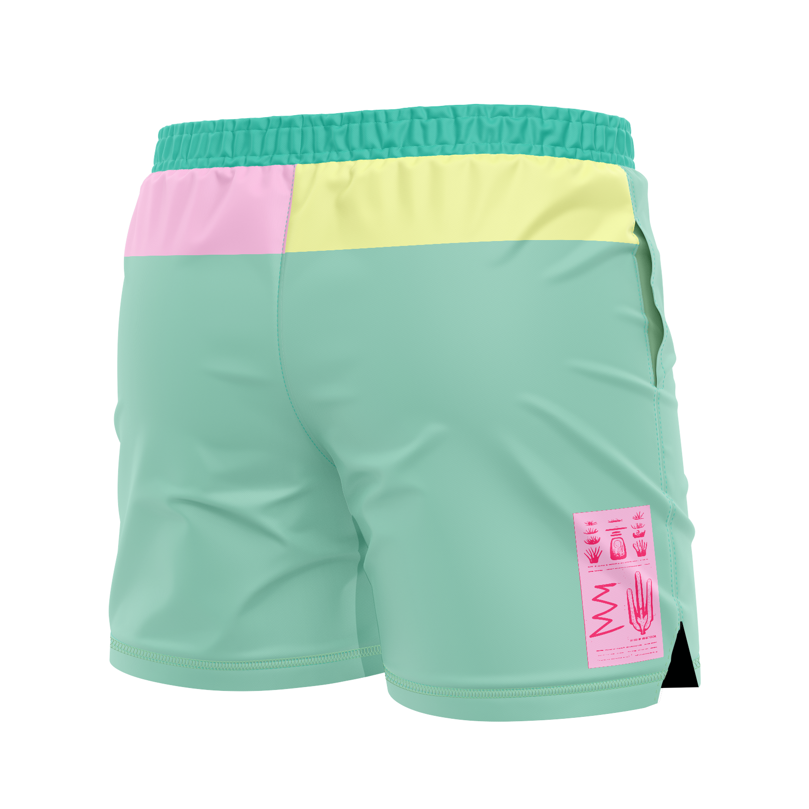 DxW: Pima Block men's FC shorts, carib.green/pink/yellow