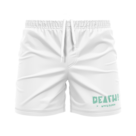 Death by Wristlock: Pima Block men's FC shorts, white