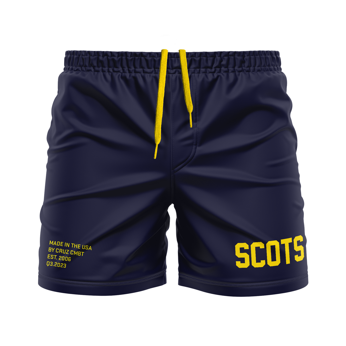 Scots Wrestling Club FC shorts Standard Issue, athl. gold on navy