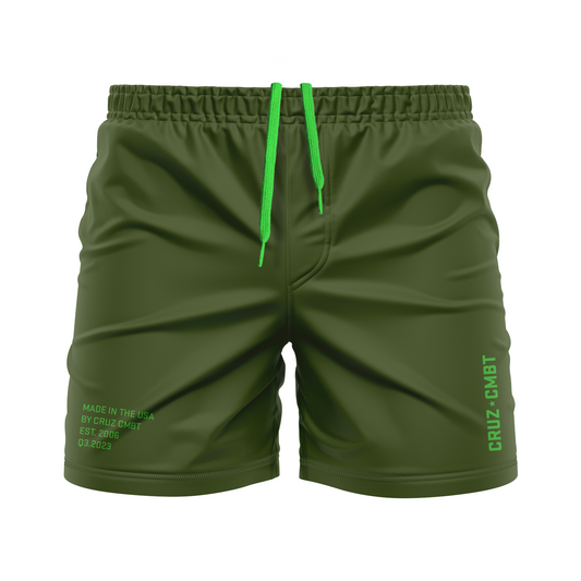 Base Collection men's FC shorts, o.d. and neon green