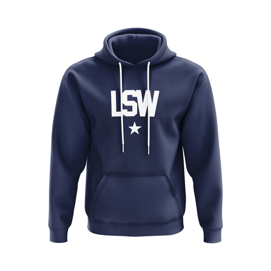 Loftonstyle pullover hoodie LSW, white on navy