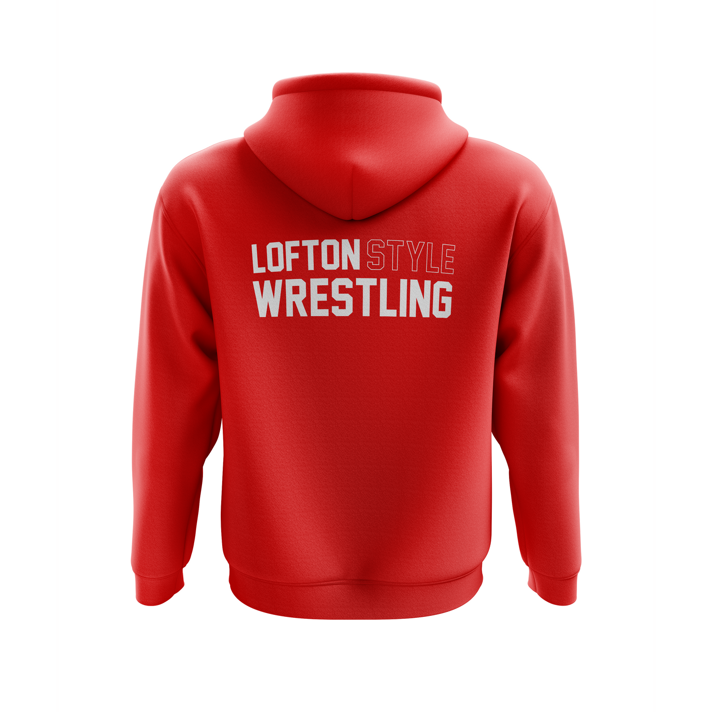 Loftonstyle pullover hoodie LSW, white on red