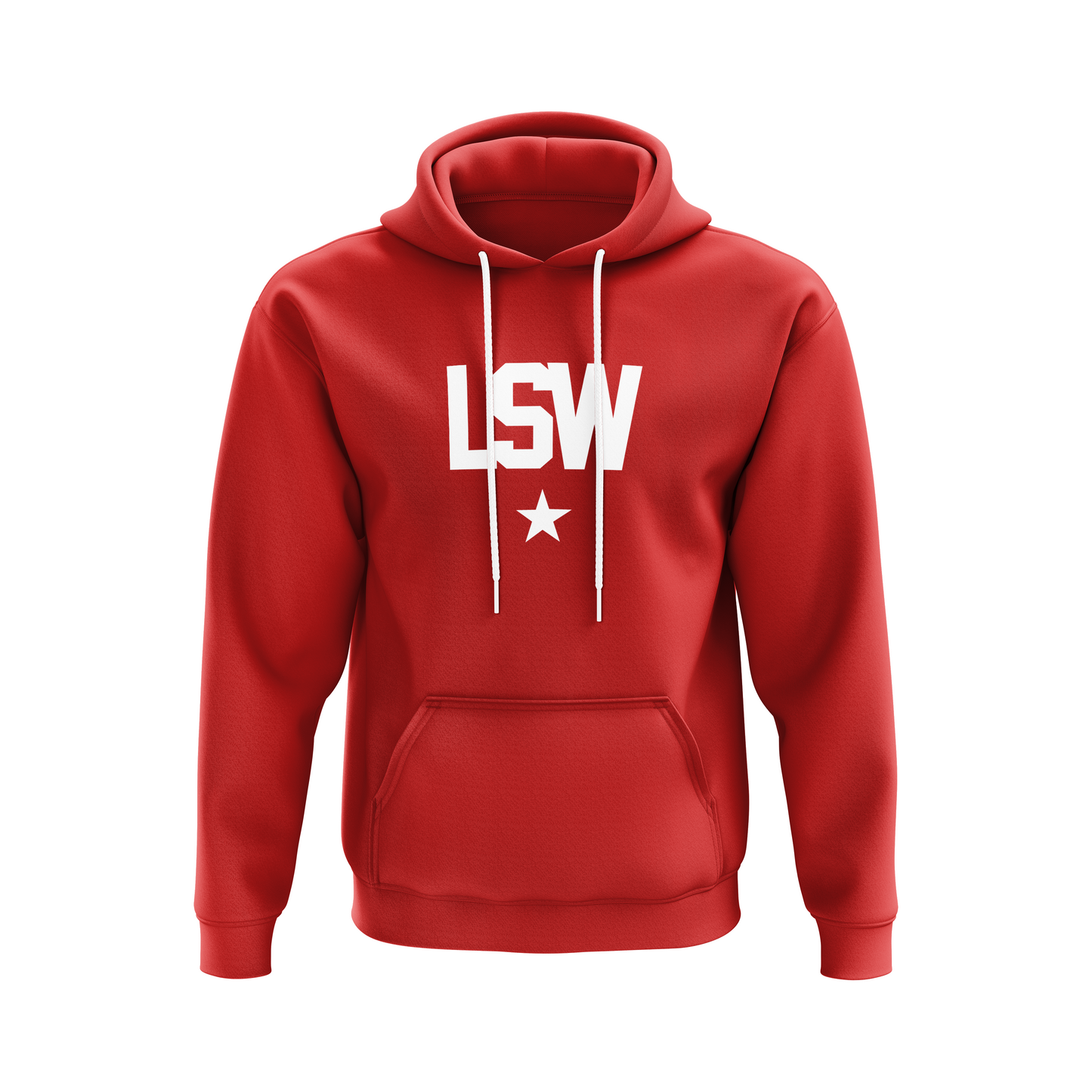 Loftonstyle pullover hoodie LSW, white on red