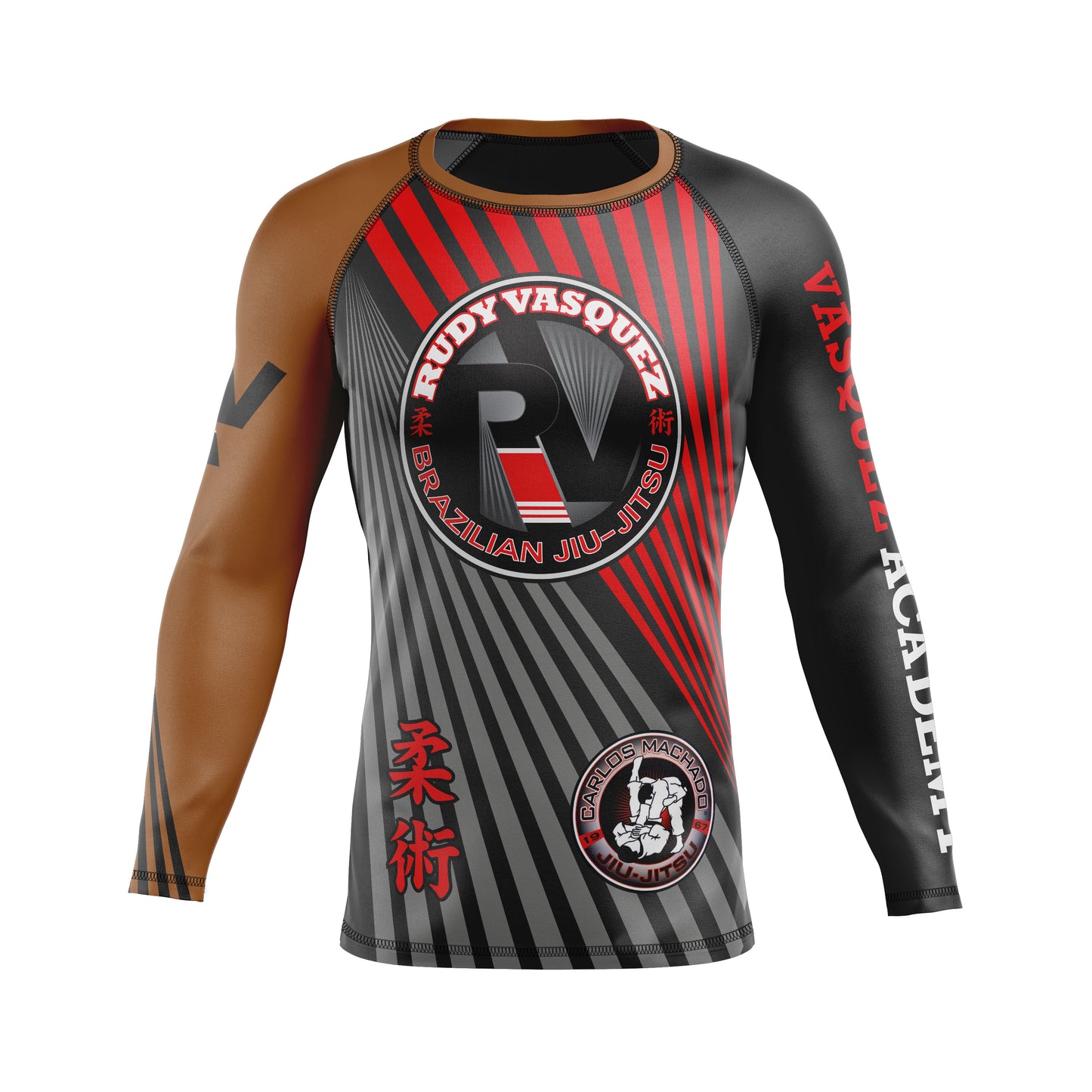 Vasquez Academy men's rash guard Ranked, brown