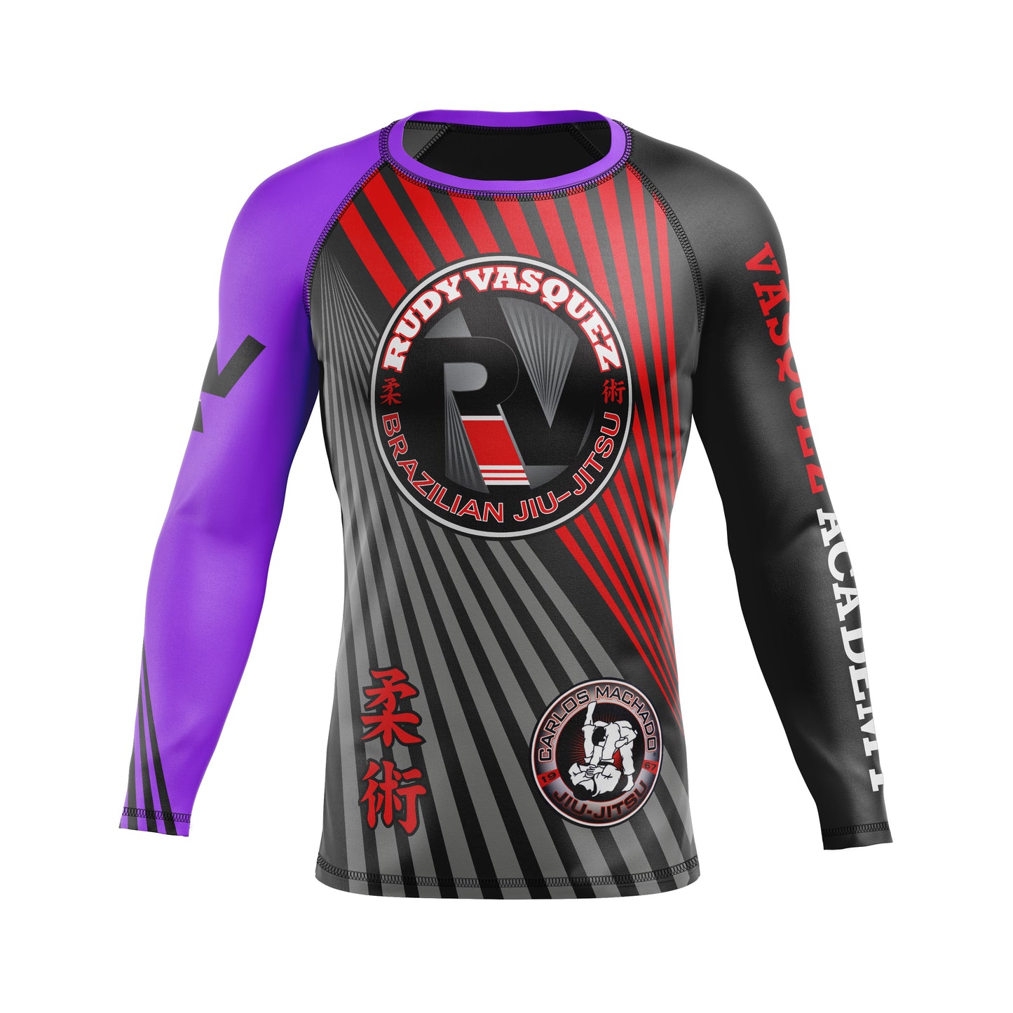 Vasquez Academy men's rash guard Ranked, purple