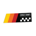 CRUZ CMBT Factory Team Racing vinyl bumper sticker — three-stripe heritage livery on 9×3 vinyl