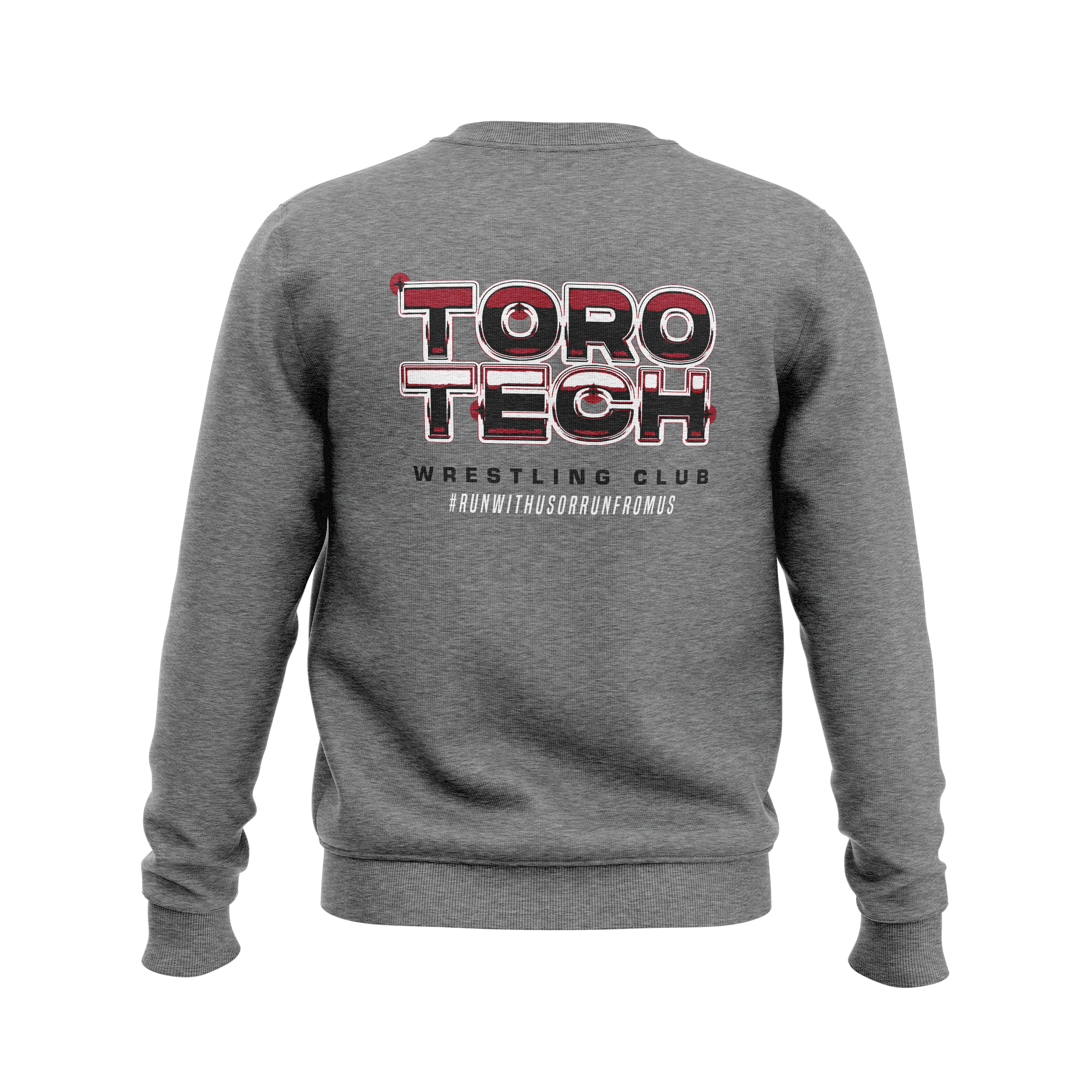 ToroTech crew sweatshirt Bull, maroon on athl. grey