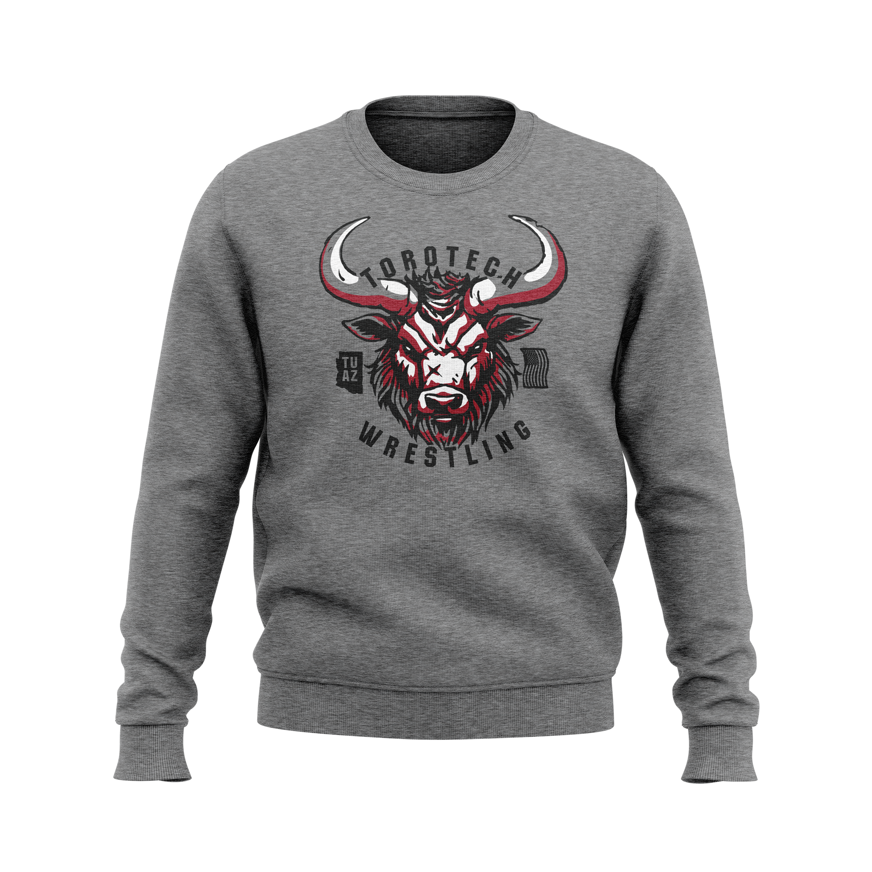 ToroTech crew sweatshirt Bull, maroon on athl. grey