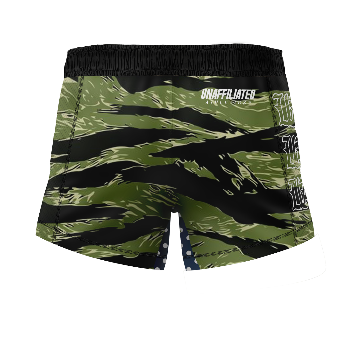 Unaffiliated Athletics muay thai shorts Polka Dots and Tiger Stripes, camo green