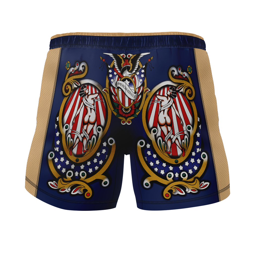 Garry Tonon men's fight shorts American Asshole, navy blue