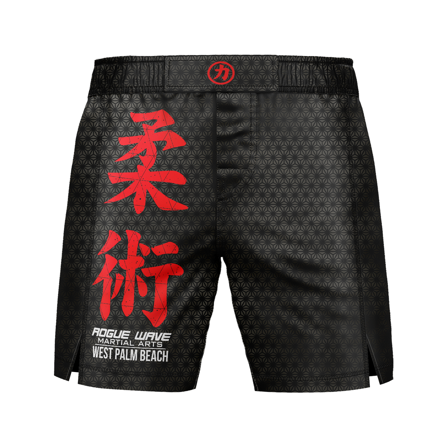 Rogue Wave men's fight shorts Fractal, red and black
