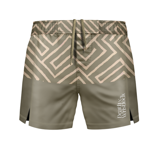 Death by Wristlock: Abyssus men's fight shorts, gold