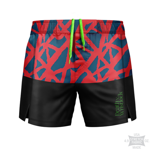 Death by Wristlock: Swell men's fight shorts, black pink and blue
