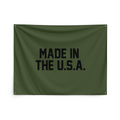 Made In The U.S.A. garage banner, o.d. green