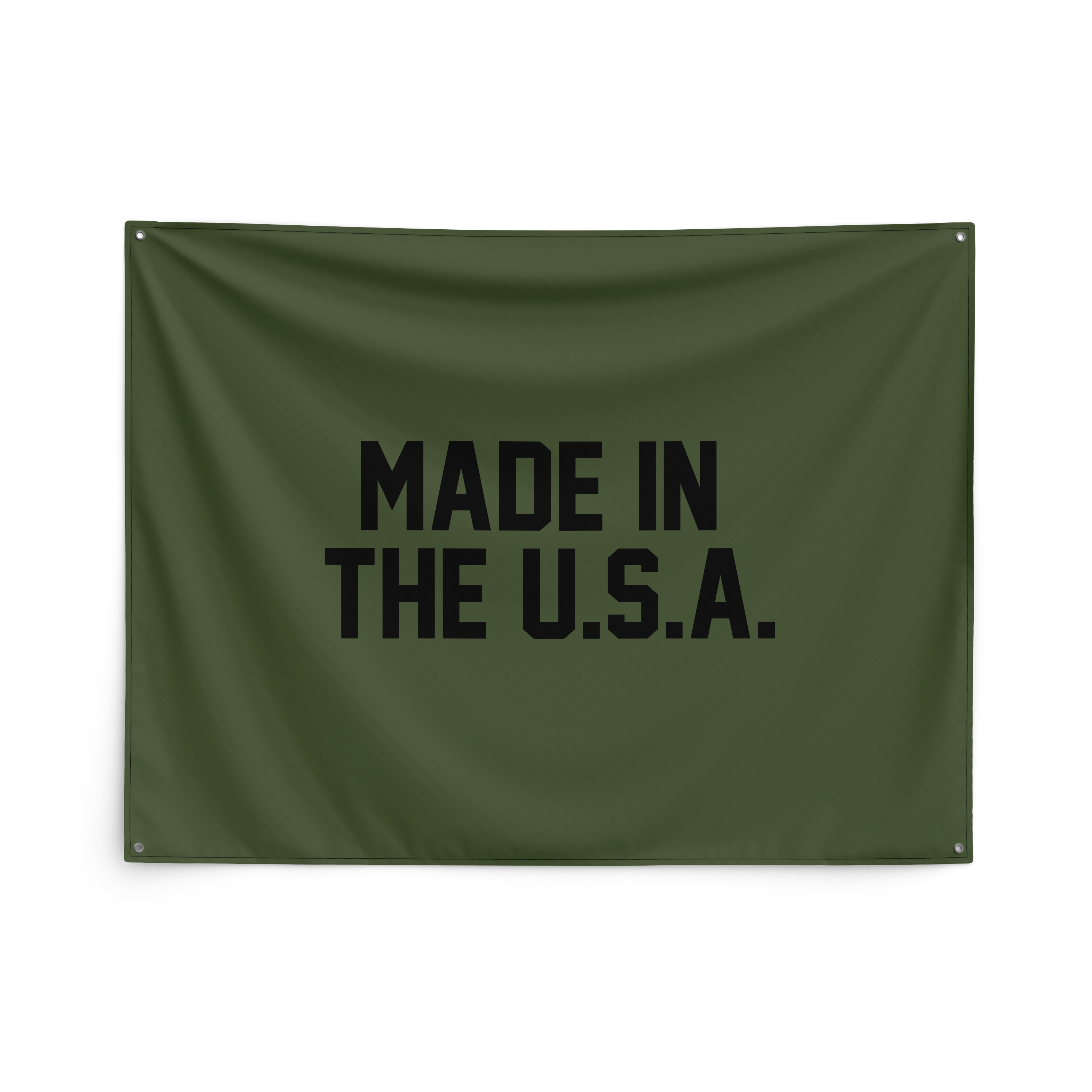 Made In The U.S.A. garage banner, o.d. green