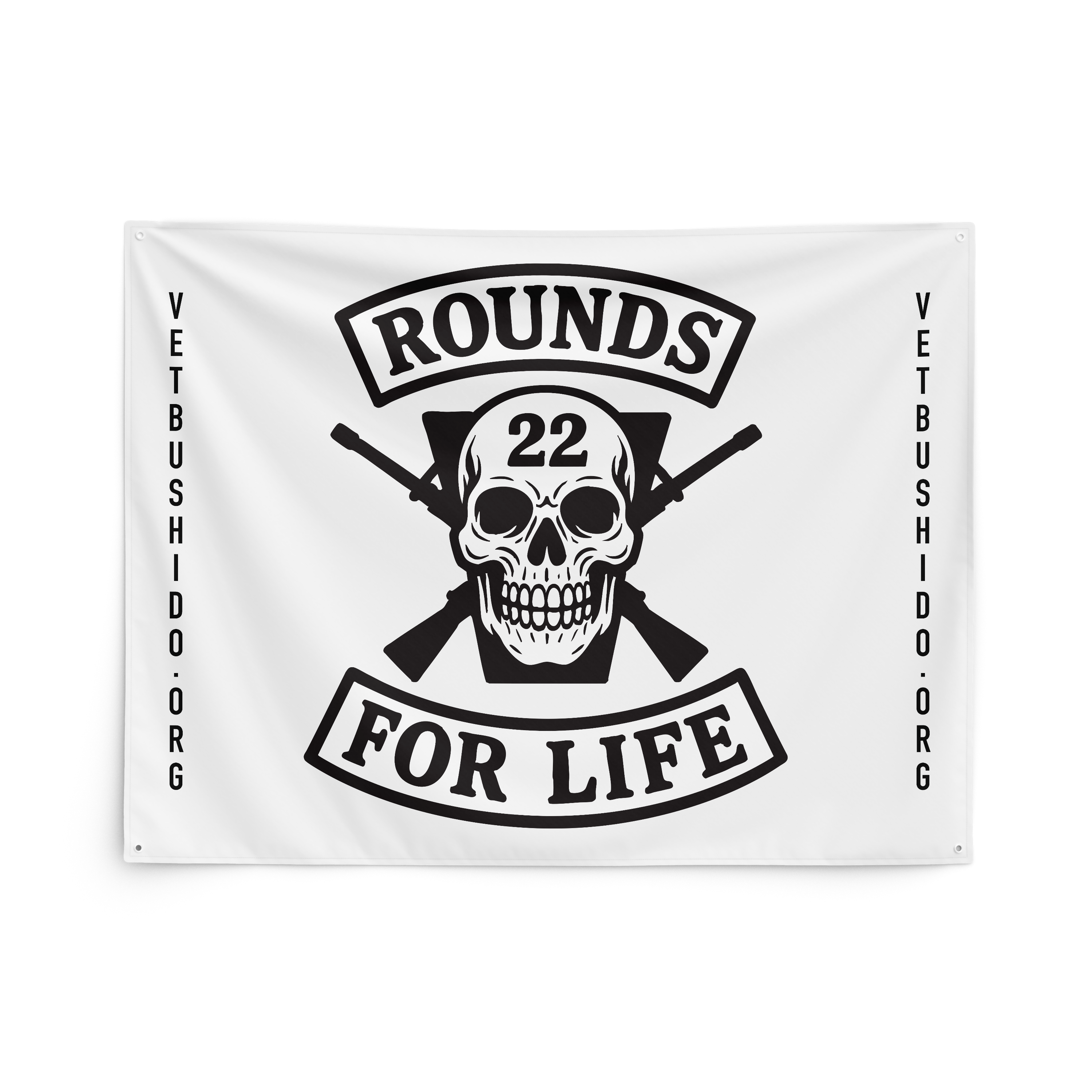 Veteran Bushido Brotherhood garage banner 22 For Life, white