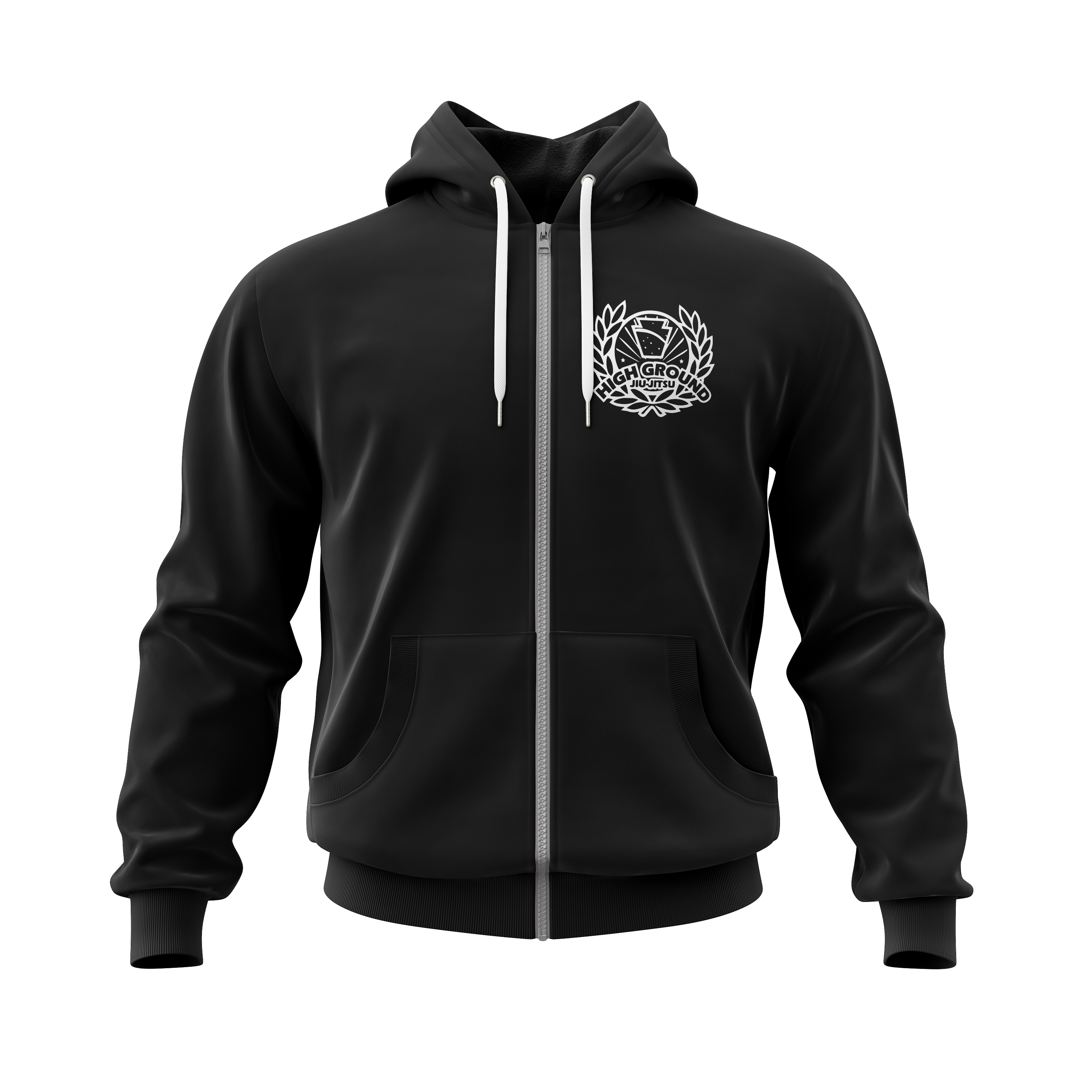 High Ground BJJ zip hoodie Standard Issue, black