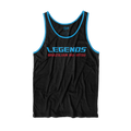 Legends BJJ unisex performance tank Standard Issue, black and blue
