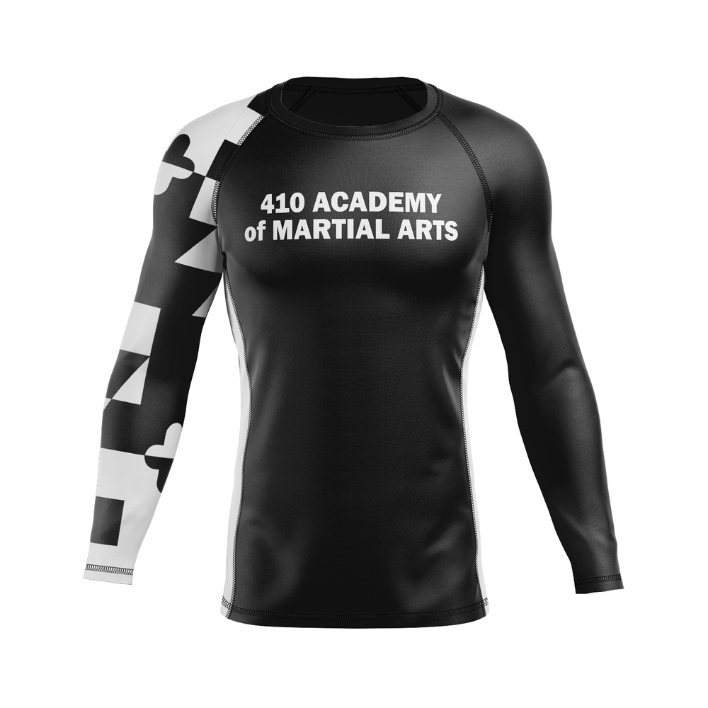 410 Academy men's rash guard Ranked, black and white