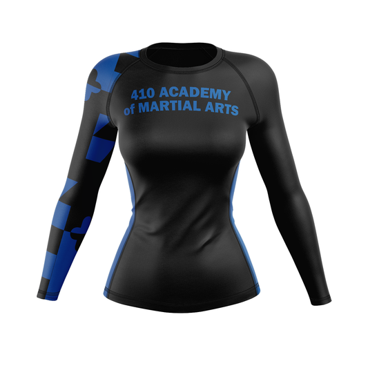 410 Academy women's rash guard Ranked, black and blue