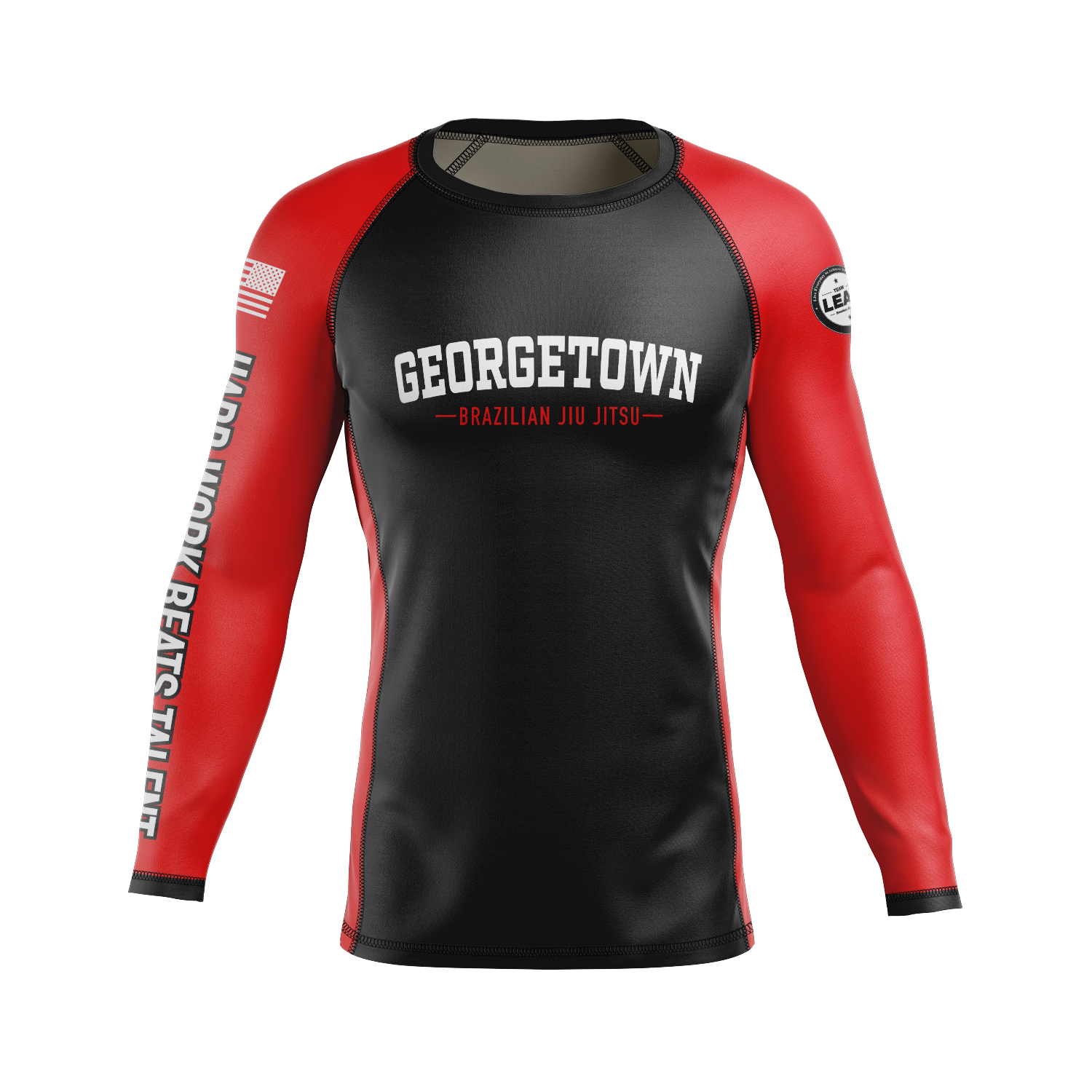 GTX BJJ men's rash guard Standard Issue Ranked, black/red