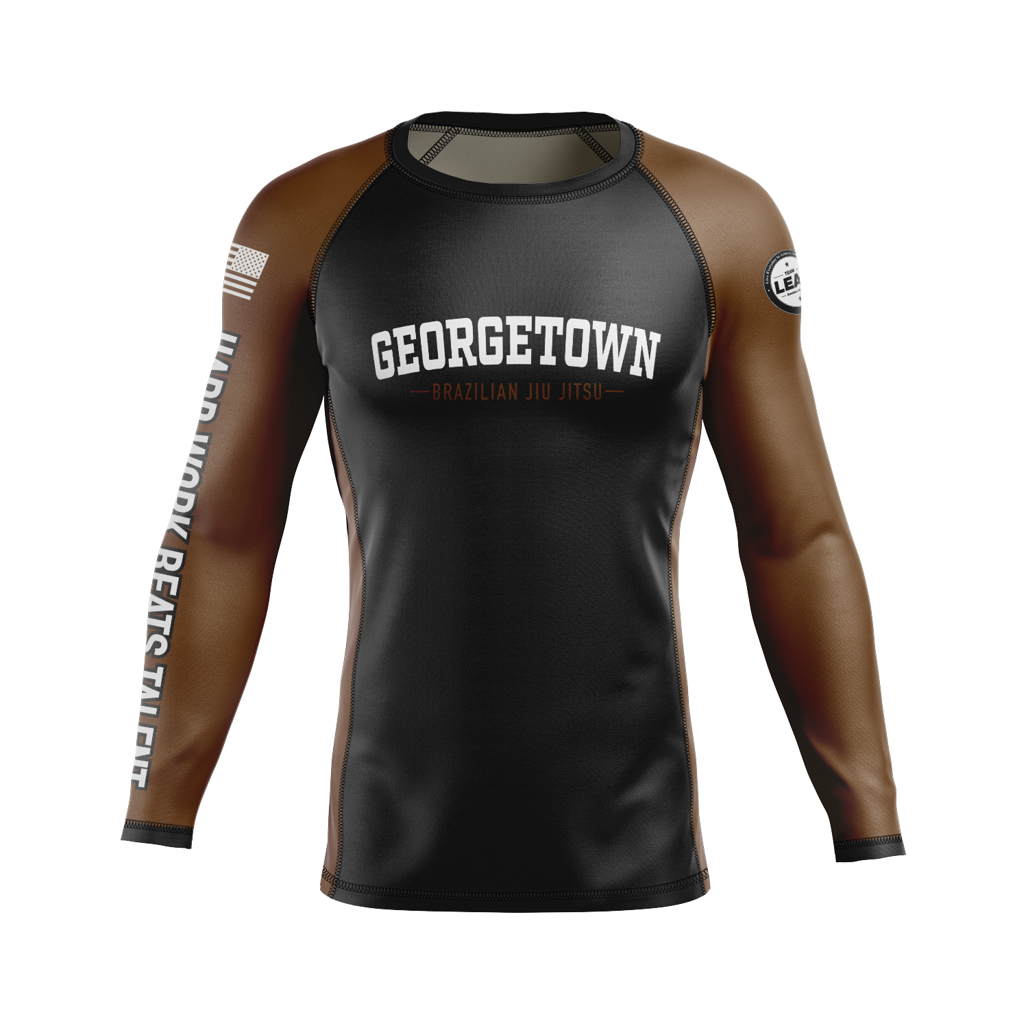 GTX BJJ men's rash guard Standard Issue Ranked, black/brown