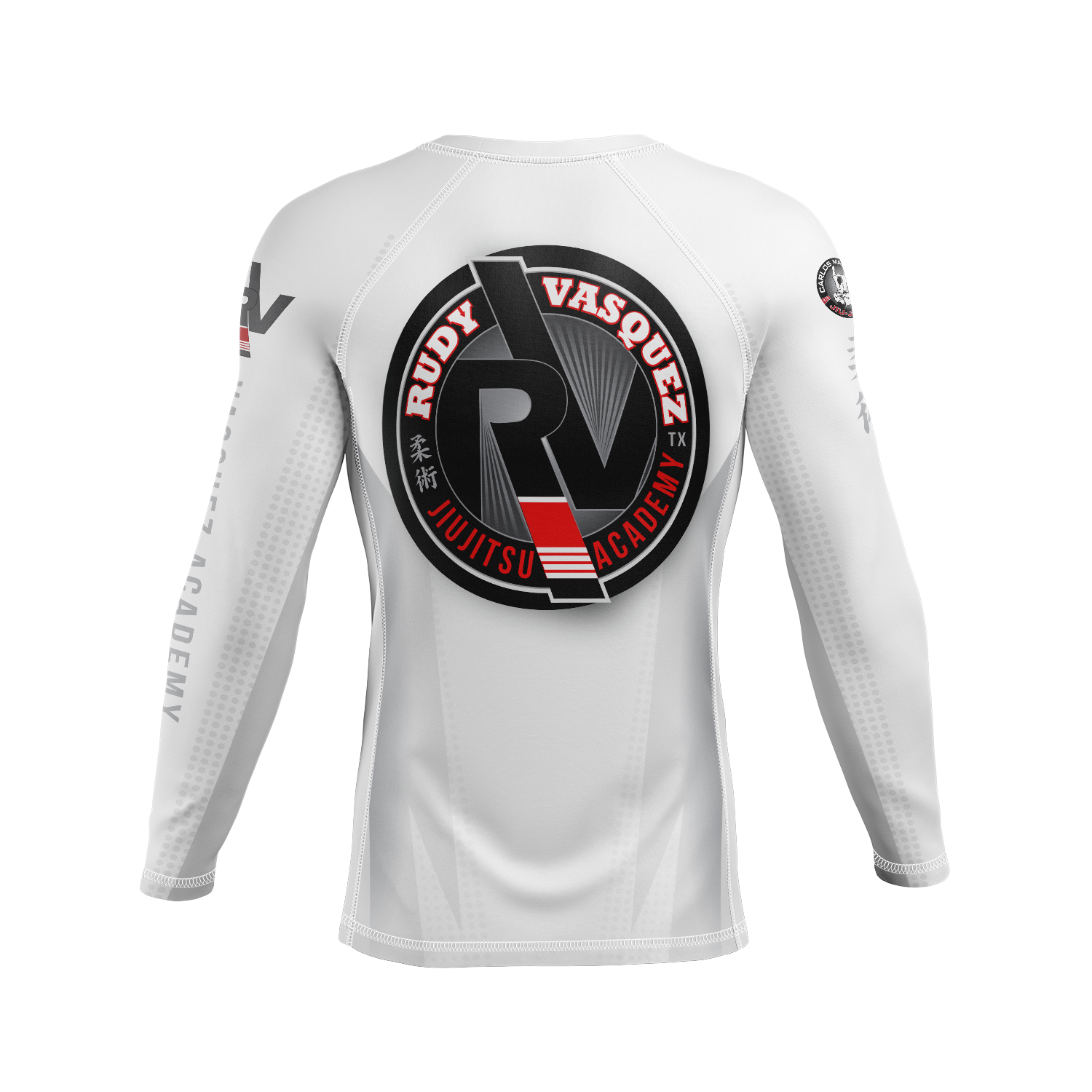 Vasquez Academy men's rash guard Staple Ranked, white