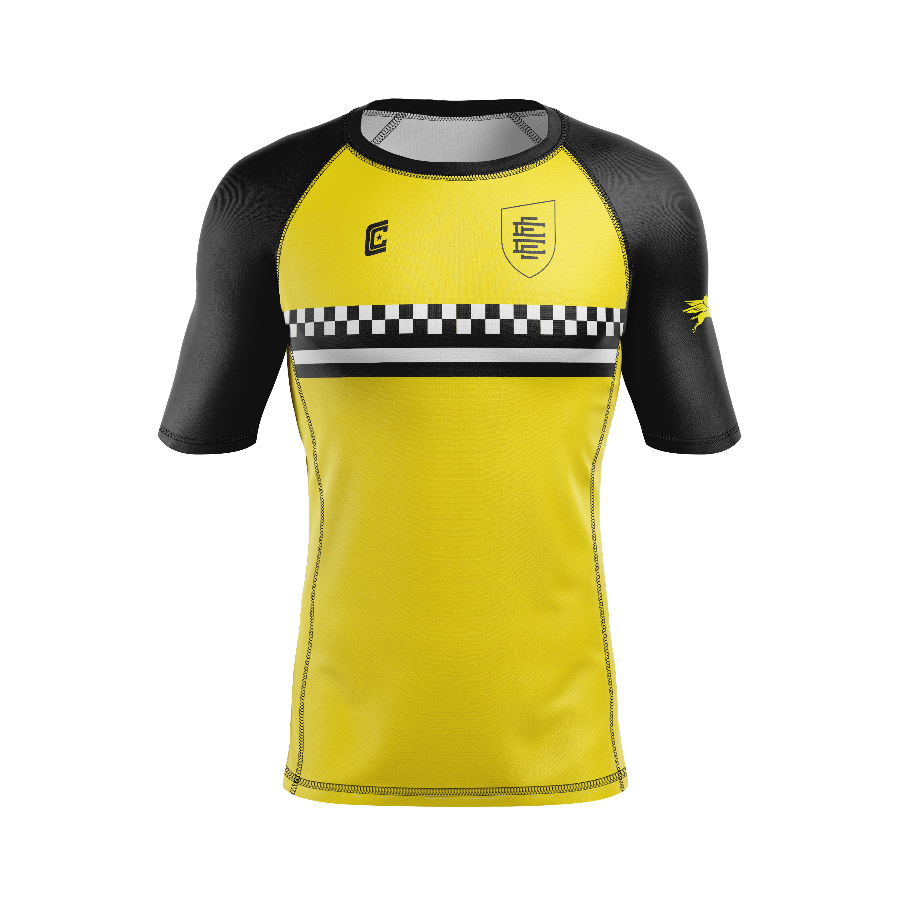 CCFC Pile  Drivers men's rash guard, yellow/black