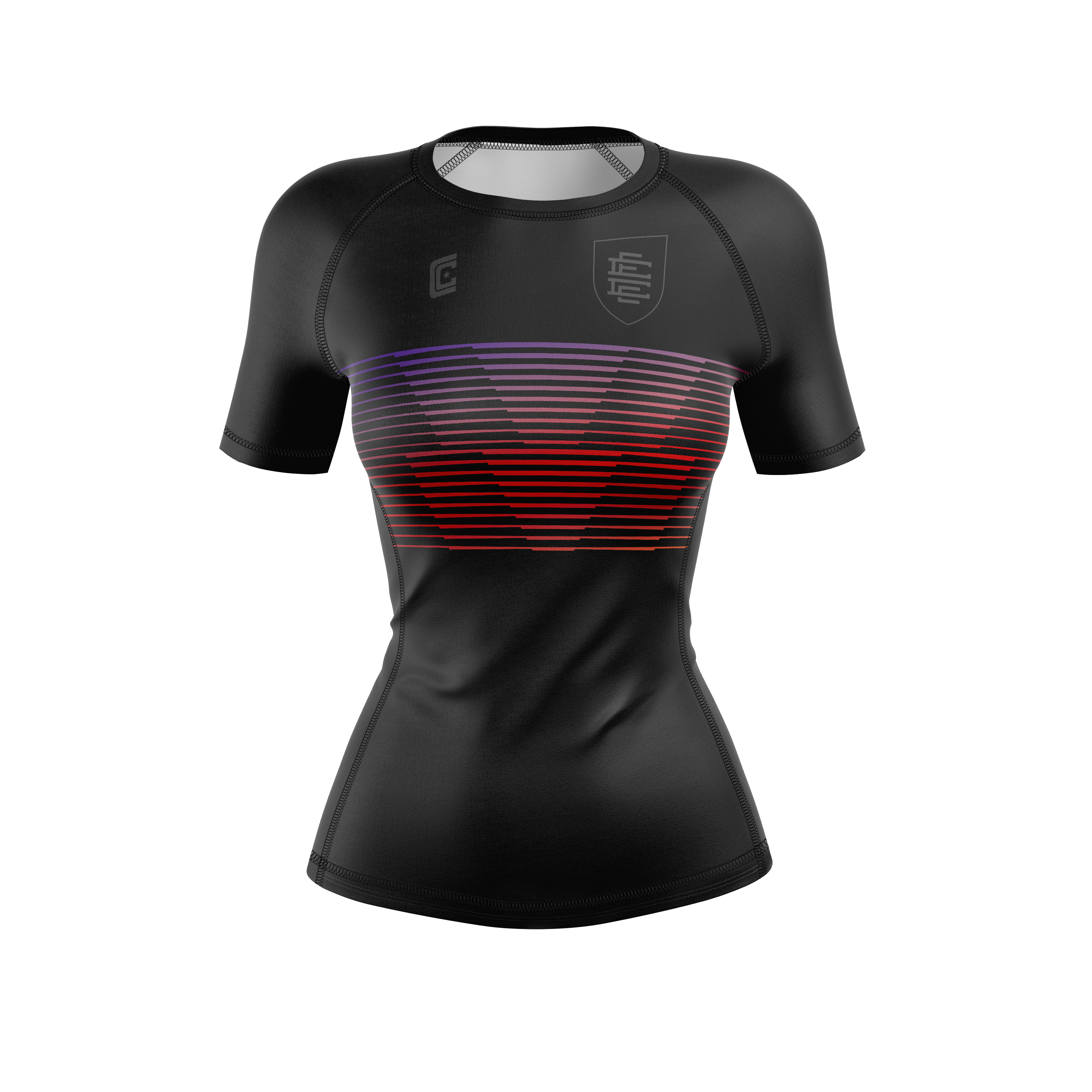 CCFC Reapers women's rash guard, black/purple/red