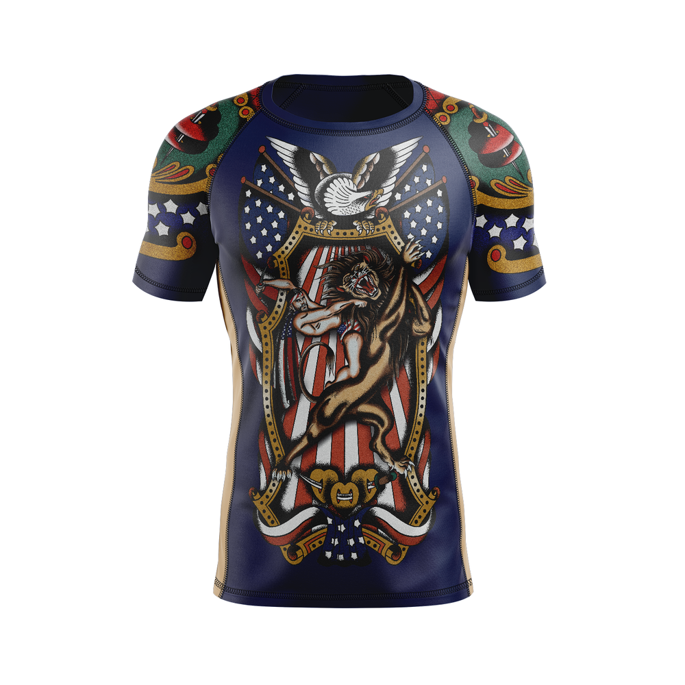 Garry Tonon men's short sleeve rash guard American Asshole, navy blue