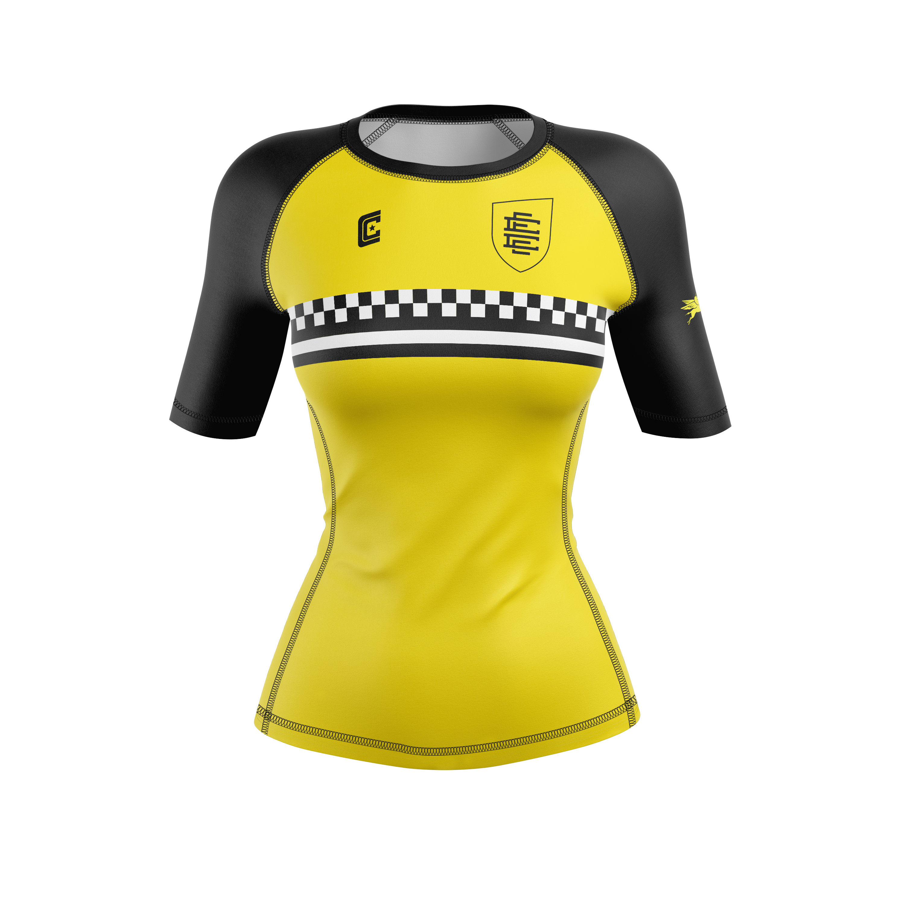 CCFC Pile  Drivers women's rash guard, yellow/black