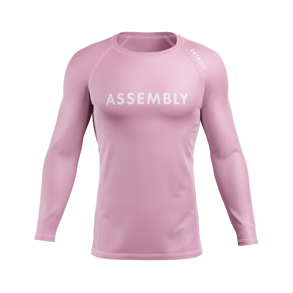 Assembly men's rash guard Standard Issue, white on pink