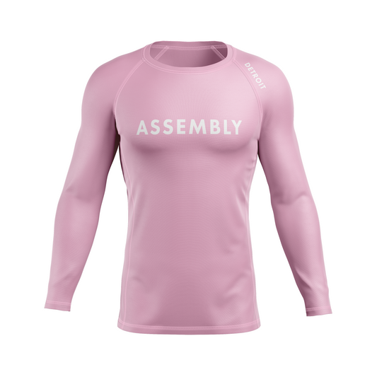 Assembly men's rash guard Standard Issue, white on pink