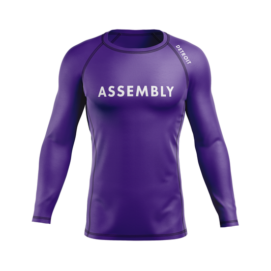 Assembly men's rash guard Standard Issue, white on purple