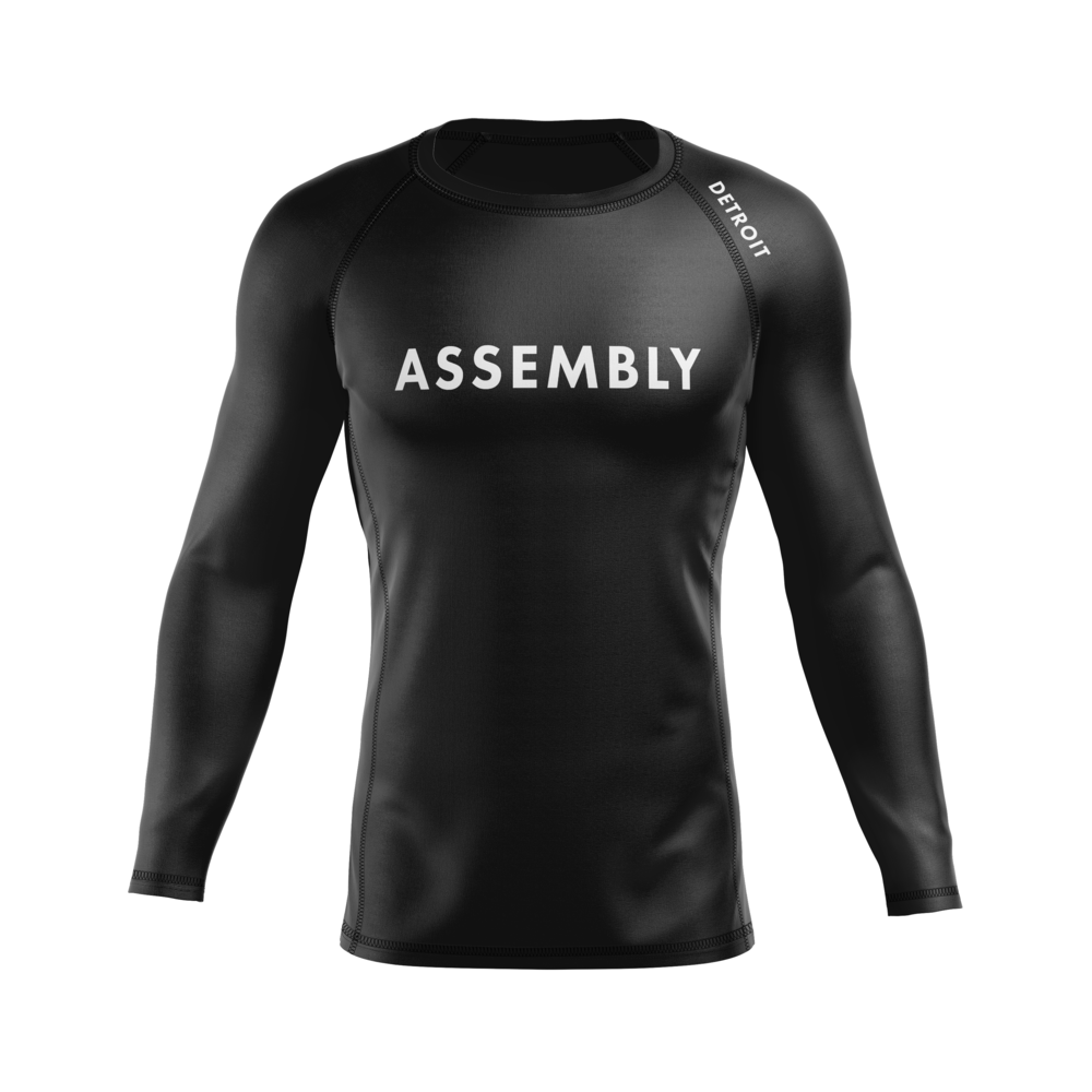 Assembly men's rash guard Standard Issue, white on black