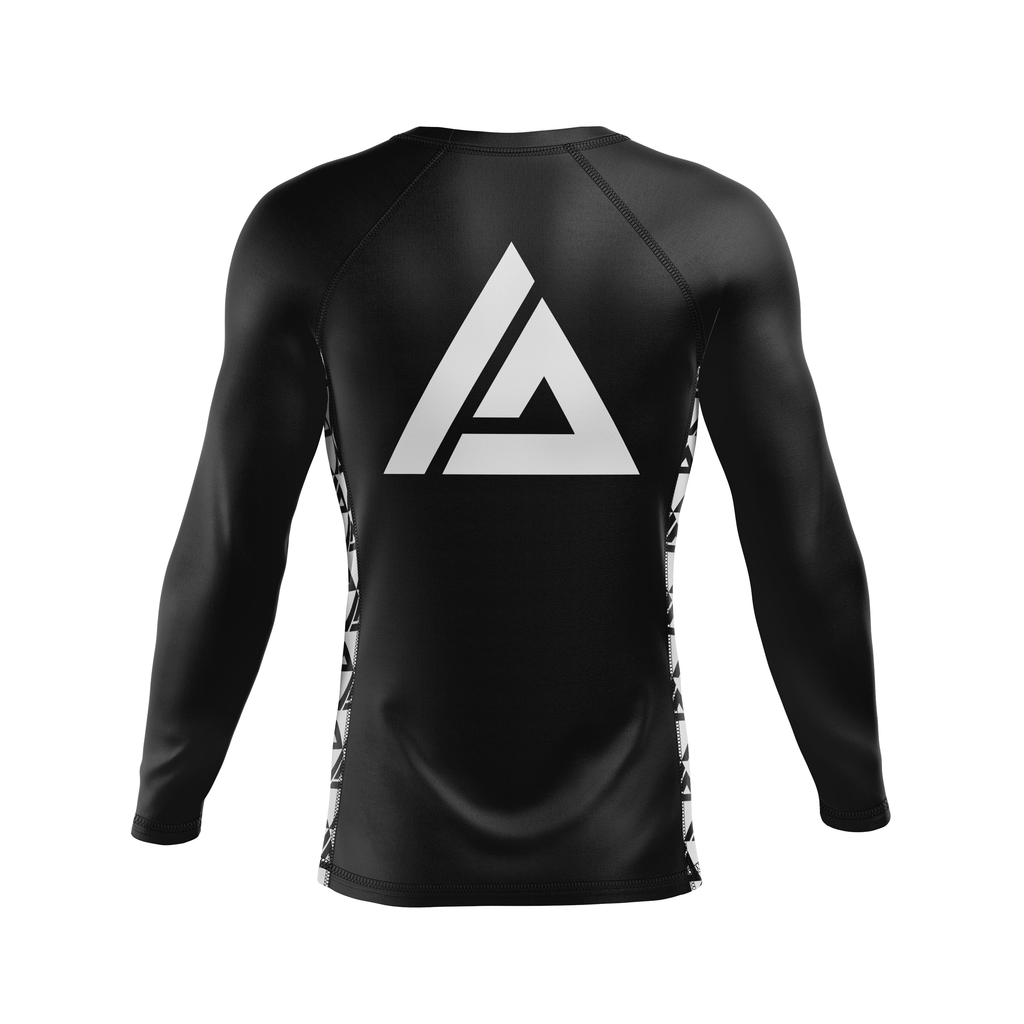 Baltimore BJJ men's rash guard BBJJ, white on black