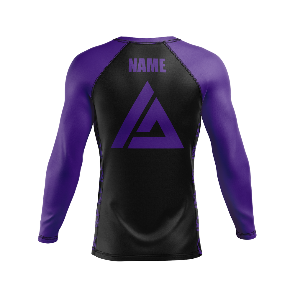 Baltimore BJJ men's rash guard Ranked, black and purple