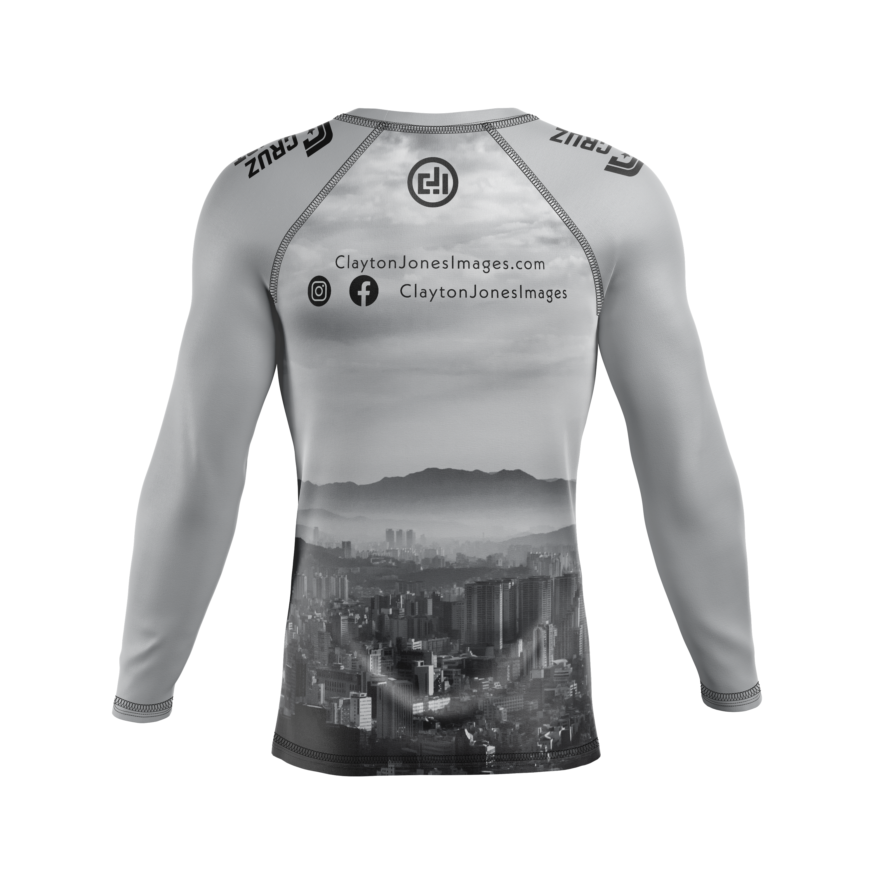 Clayton Jones Images men's rash guard Seol Wrap, grey