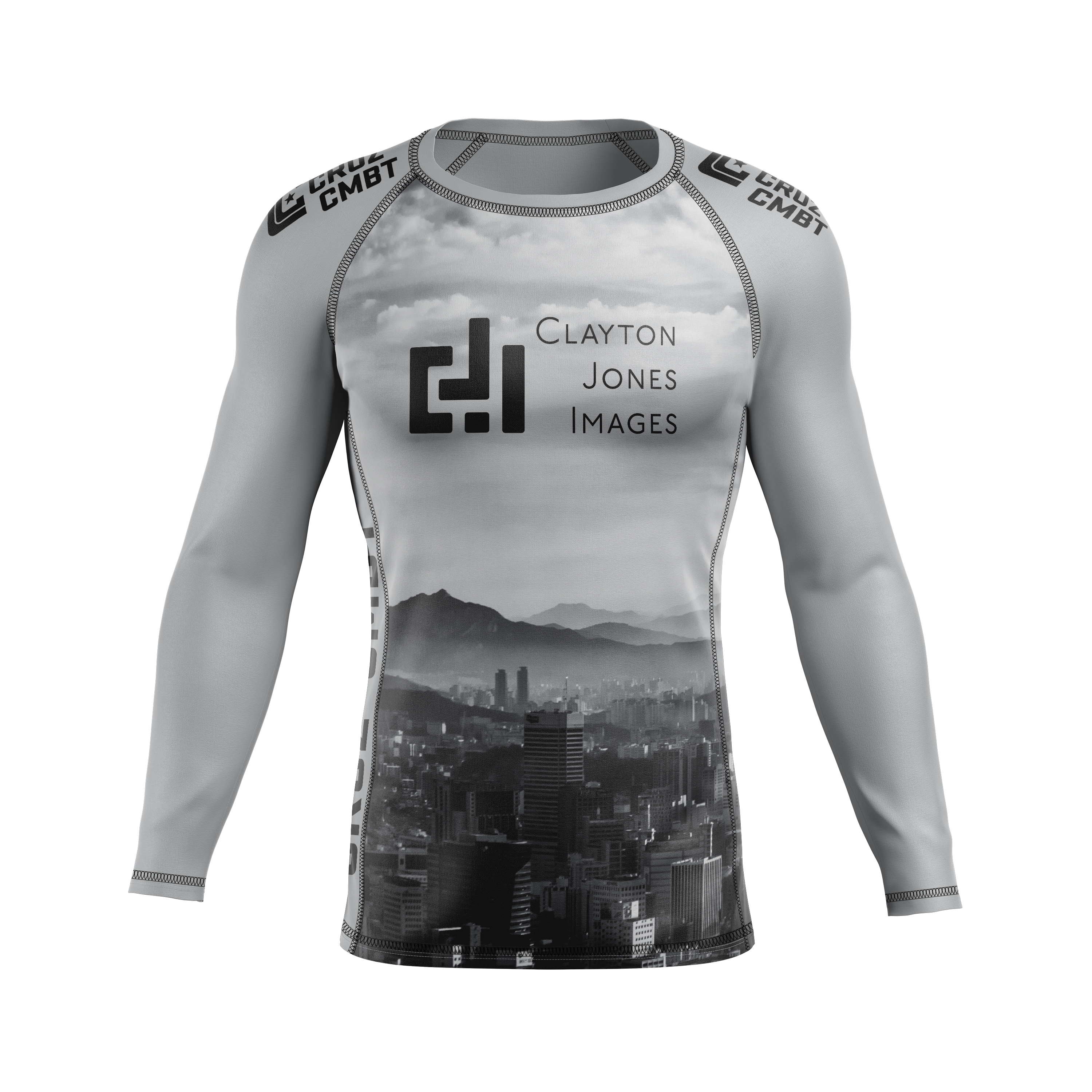 Clayton Jones Images men's rash guard Seol Wrap, grey