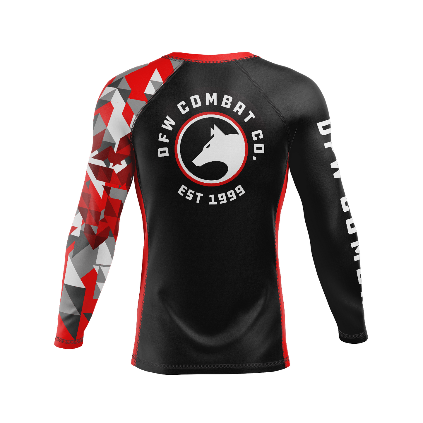 DFW Combat men's rash guard Geo, black and red