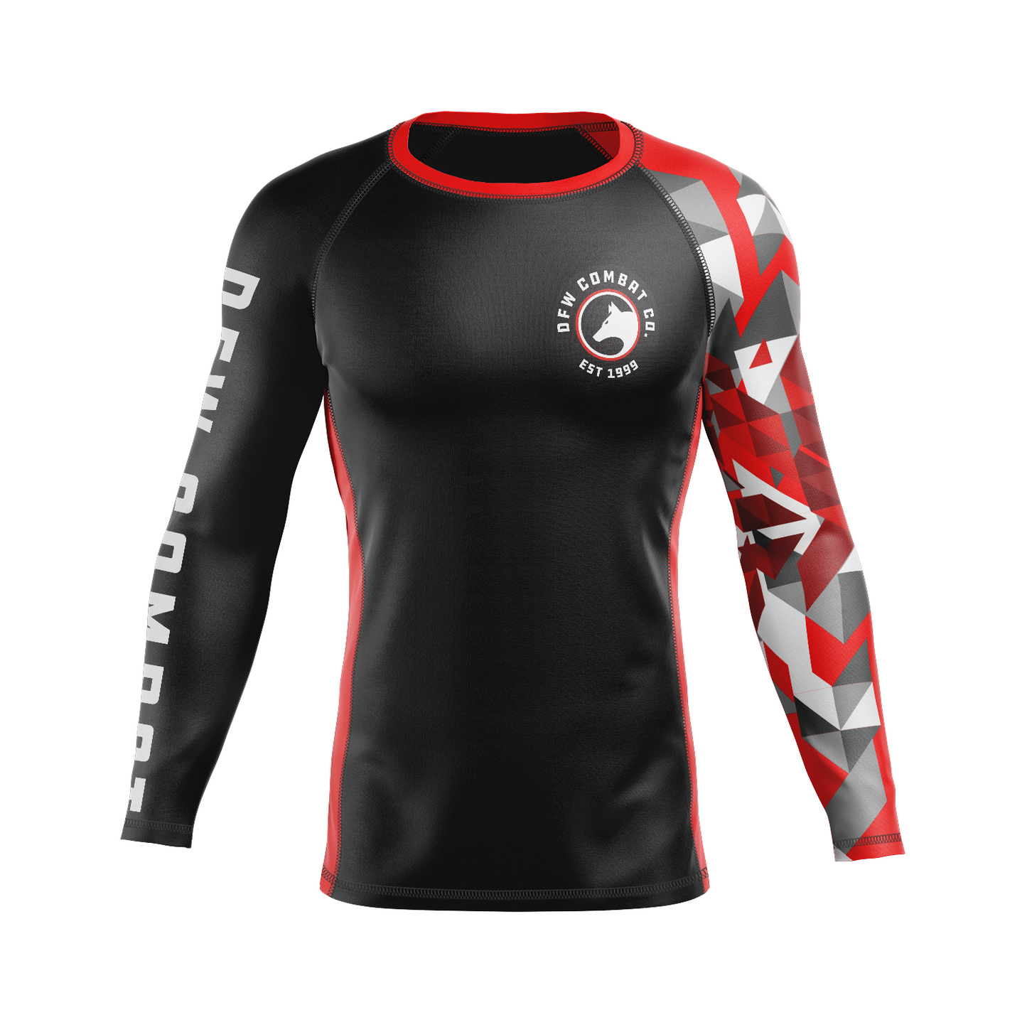 DFW Combat men's rash guard Geo, black and red