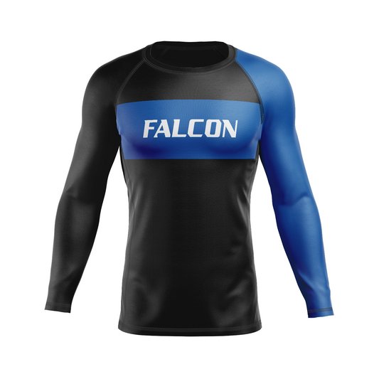 Falcon BJJ men's rash guard Standard Issue, black and blue